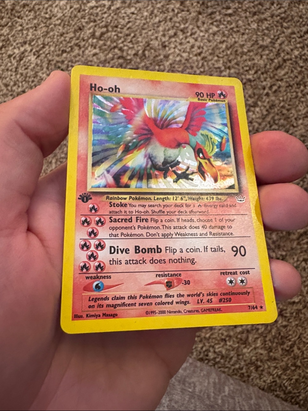Ho-oh First Edition Holo 7/64 Neo Revelations lightly played *RARE* - Picture 5 of 5